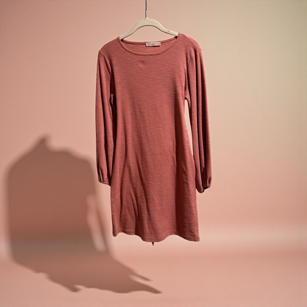 Elegant Long‎ Sleeve Pink Dress